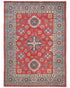 6x8 Red Kuba Afghan Hand Knotted Wool Area Rug